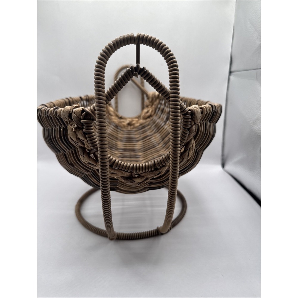 Vintage Cradle Basket with Holder Rustic Farmhouse Decor Cottage MCM - Picture 5 of 8